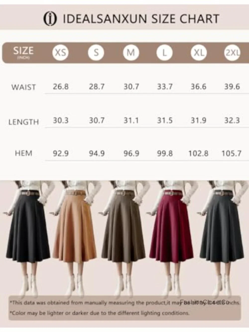 High Waisted A-Line Wool Blend Midi Skirt with Pockets & Belt